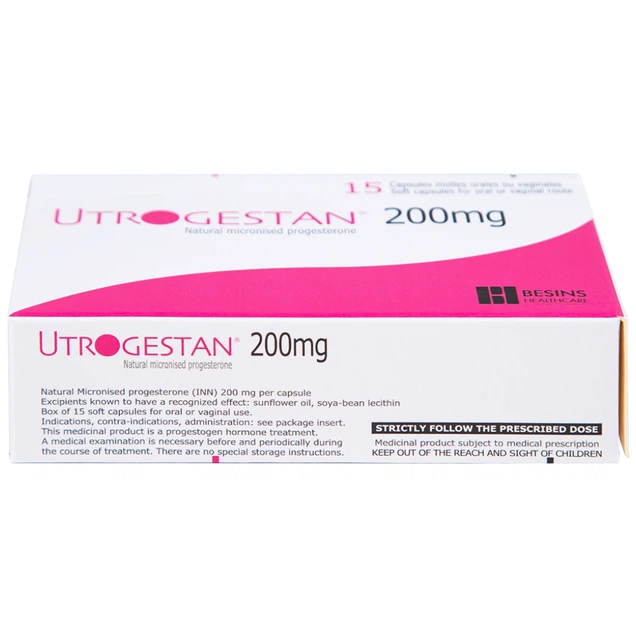 Thuốc Utrogestan 200mg Besins điều trị các rối loạn do thiếu progesterone (15 viên)
