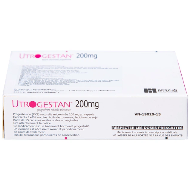 Thuốc Utrogestan 200mg Besins điều trị các rối loạn do thiếu progesterone (15 viên)