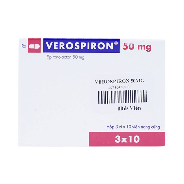 Thuốc Verospiron 50mg Gadeon điều trị tăng huyết áp (3 vỉ x 10 viên)