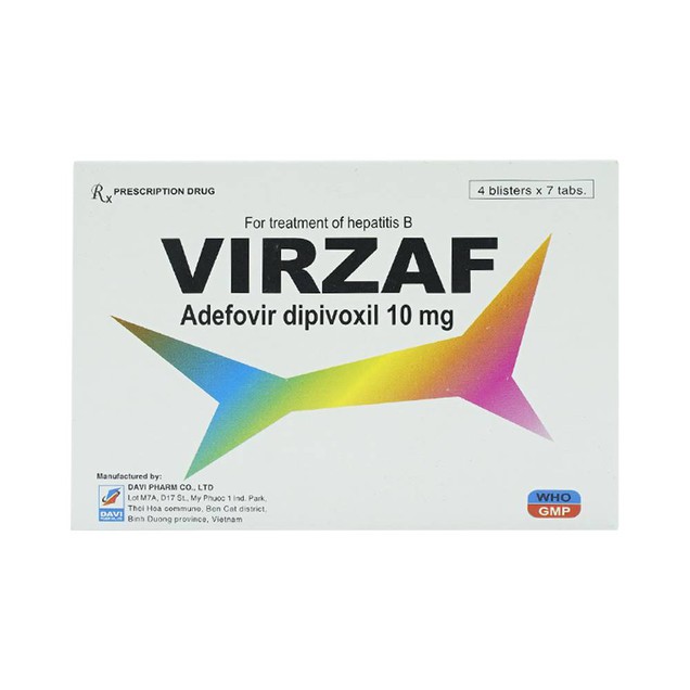 Thuốc Virzaf 10mg Đạt Vi Phú điều trị viêm gan B mạn tính (4 vỉ x 7 viên)