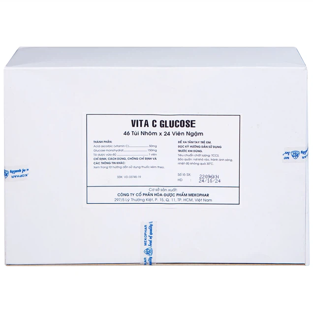 Thuốc ngậm Vita C Glucose Mekophar hỗ trợ bổ sung vitamin C (46 gói x 24 viên)