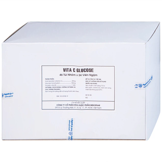 Thuốc ngậm Vita C Glucose Mekophar hỗ trợ bổ sung vitamin C (46 gói x 24 viên)