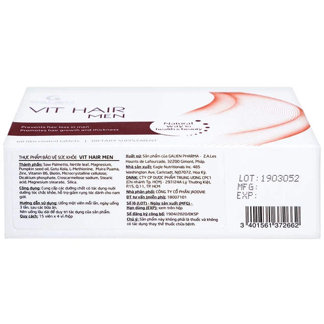 Viên uống Vit Hair Men Galien hỗ trợ ngăn rụng tóc (60 viên)