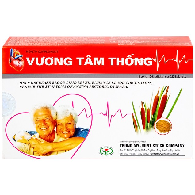Viên uống Vương Tâm Thống chống bệnh mạch vành, hẹp hở van tim (30 viên)