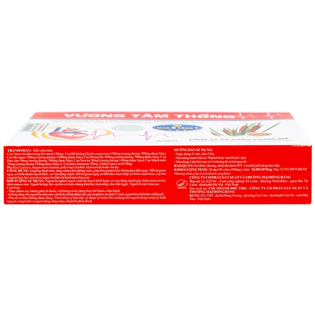 Viên uống Vương Tâm Thống chống bệnh mạch vành, hẹp hở van tim (30 viên)