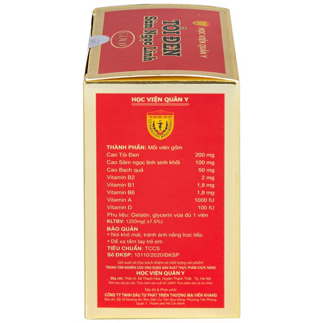 Viên uống Tỏi đen Sâm Ngọc Linh Học Viện Quân Y giúp bồi bổ sức khỏe, nâng cao thể trạng (60 viên)