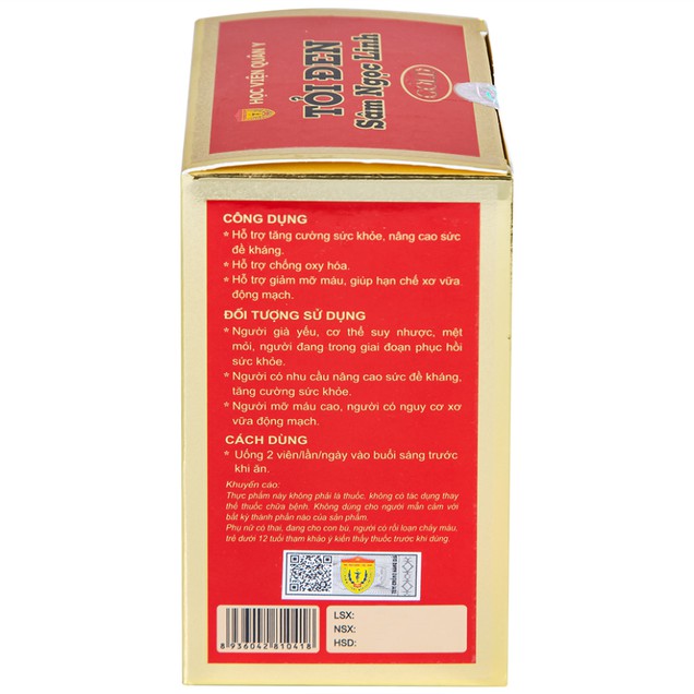 Viên uống Tỏi đen Sâm Ngọc Linh Học Viện Quân Y giúp bồi bổ sức khỏe, nâng cao thể trạng (60 viên)