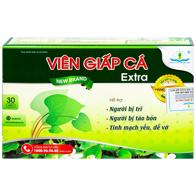 Viên Giấp Cá Extra Hoàng Liên hỗ trợ người bị trĩ, táo bón, tĩnh mạch yếu dễ vỡ (30 viên)