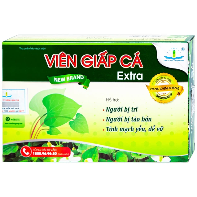 Viên Giấp Cá Extra Hoàng Liên hỗ trợ người bị trĩ, táo bón, tĩnh mạch yếu dễ vỡ (30 viên)