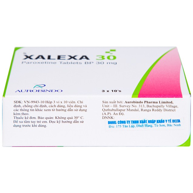 Thuốc Xalexa 30mg Aurobindo điều trị bệnh trầm cảm (3 vỉ x 10 viên)