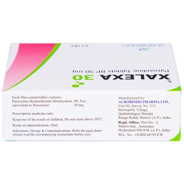 Thuốc Xalexa 30mg Aurobindo điều trị bệnh trầm cảm (3 vỉ x 10 viên)