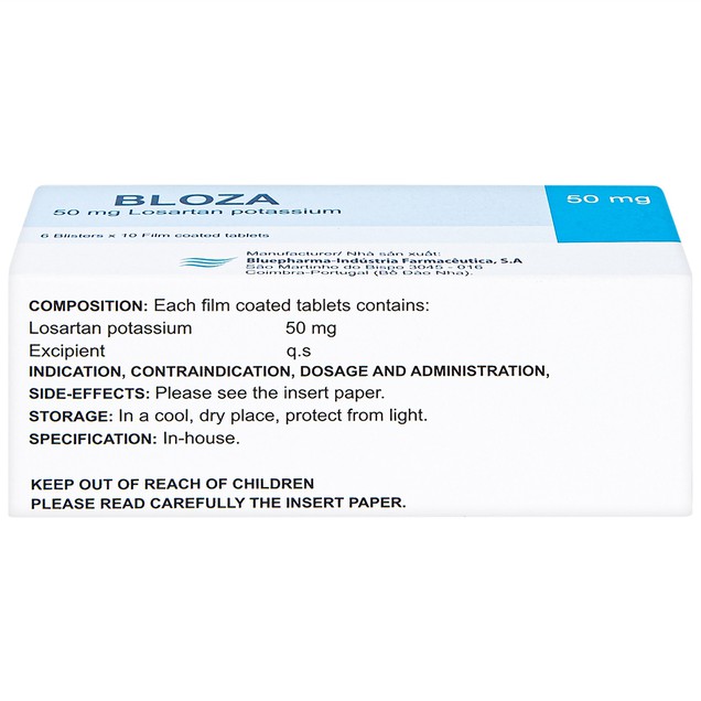 Thuốc Bloza 50mg Blue Pharma điều trị tăng huyết áp (6 vỉ x 10 viên)