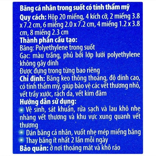 Băng cá nhân trong suốt Urgo Transparent giúp bảo vệ vết thương nhỏ (20 miếng)