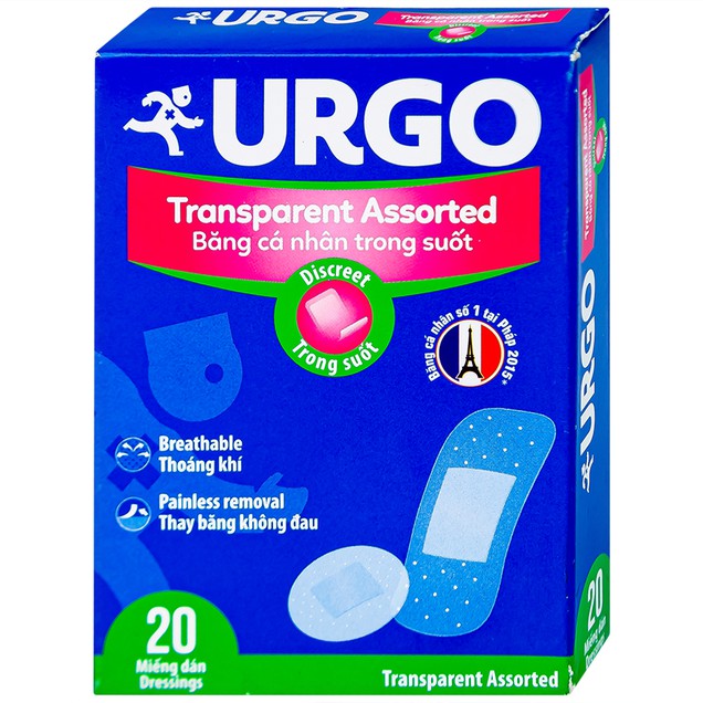 Băng cá nhân trong suốt Urgo Transparent giúp bảo vệ vết thương nhỏ (20 miếng)