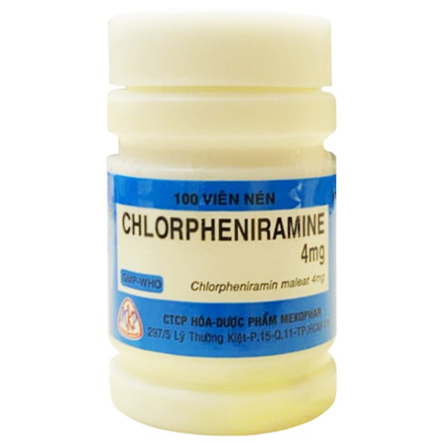 Thuốc Chlorpheniramine 4mg Mekophar điều trị viêm mũi dị ứng (100 viên)