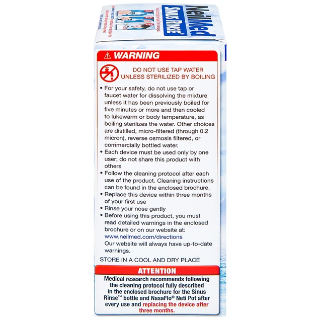 Bình rửa mũi NeilMed Sinus Rinse ngừa và giảm viêm mũi dị ứng (1 bình + 10 gói bột)