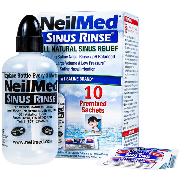 Bình rửa mũi NeilMed Sinus Rinse ngừa và giảm viêm mũi dị ứng (1 bình + 10 gói bột)