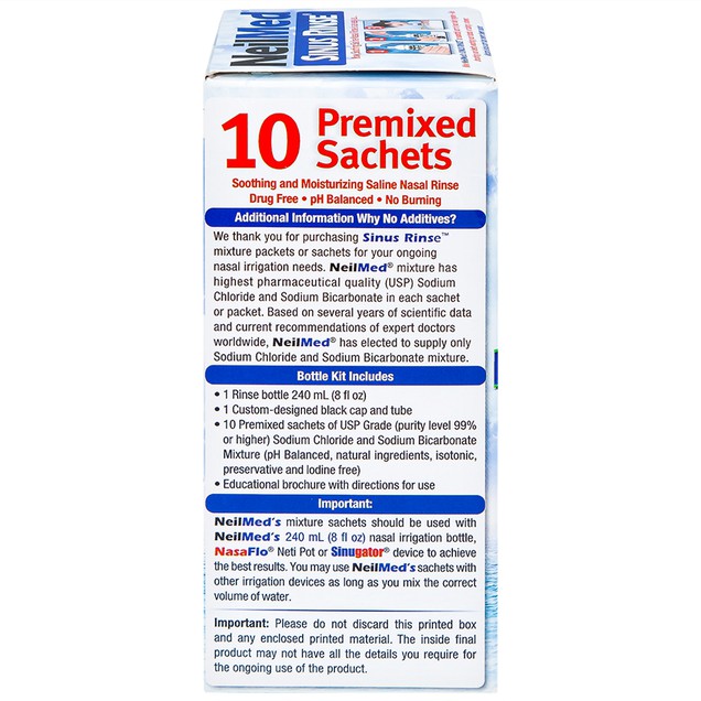 Bình rửa mũi NeilMed Sinus Rinse ngừa và giảm viêm mũi dị ứng (1 bình + 10 gói bột)