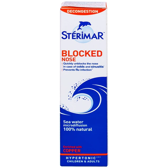 Dung dịch xịt Stérimar Nez Bouché Blocked Nose hỗ trợ thông mũi, tránh ngạt mũi (50ml)