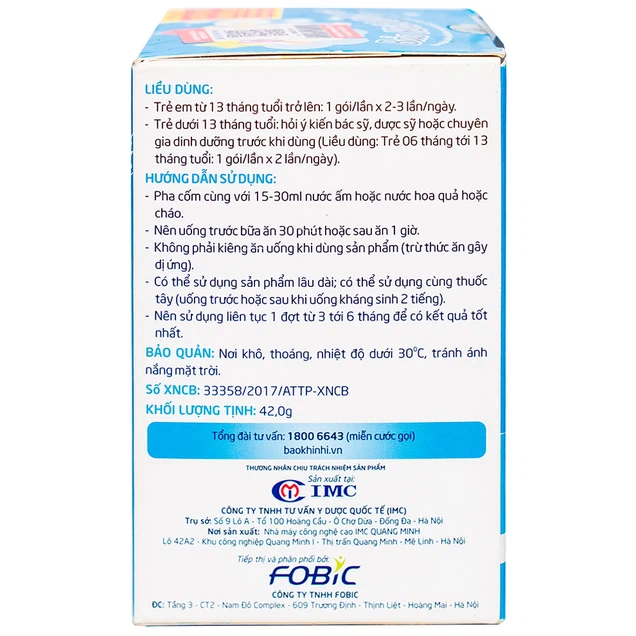 Cốm Bảo Khí Nhi Plus IMC đặc trị viêm phế quản ở trẻ em (3g x 14 gói)