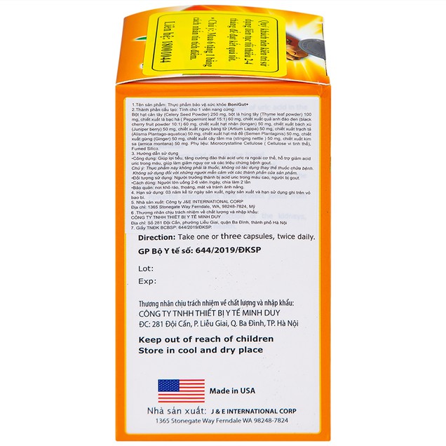 Viên uống BoniGut Botania hỗ trợ điều trị bệnh gout (60 viên)