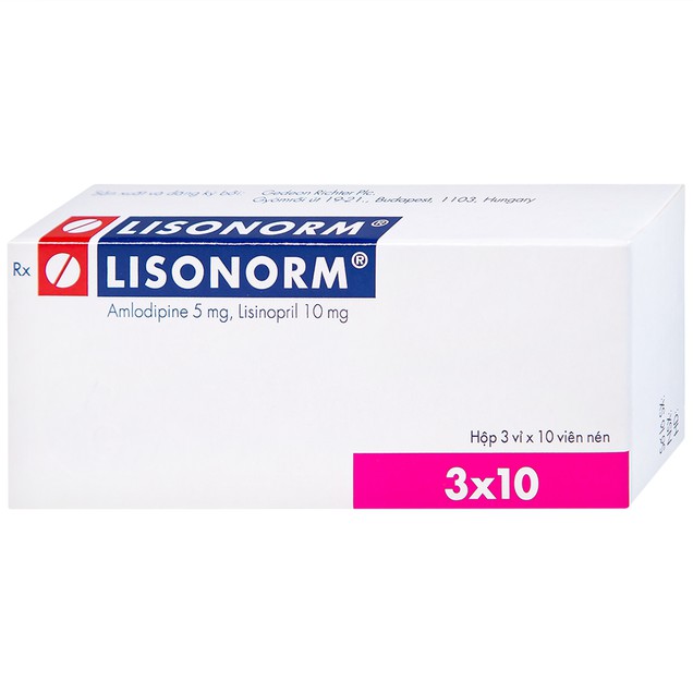 Thuốc Lisonorm 5mg Gedeon điều trị tăng huyết áp vô căn (3 vỉ x 10 viên)