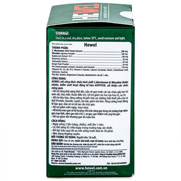 Viên uống Hewel Ecogreen hỗ trợ tăng khả năng thải độc, bảo vệ gan trước các tác nhân gây hại (30 viên)