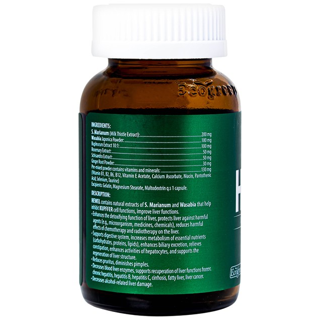 Viên uống Hewel Ecogreen hỗ trợ tăng khả năng thải độc, bảo vệ gan trước các tác nhân gây hại (30 viên)