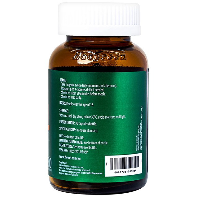 Viên uống Hewel Ecogreen hỗ trợ tăng khả năng thải độc, bảo vệ gan trước các tác nhân gây hại (30 viên)