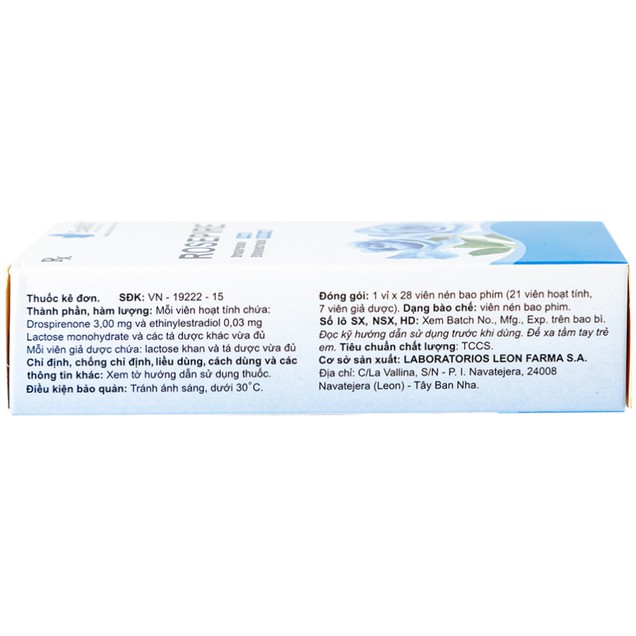 Thuốc tránh thai hằng ngày Rosepire Leon Pharma (1 vỉ x 28 viên)