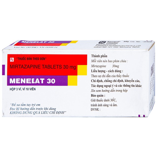 Thuốc Menelat 30mg Torrent điều trị bệnh trầm cảm (3 vỉ x 10 viên)
