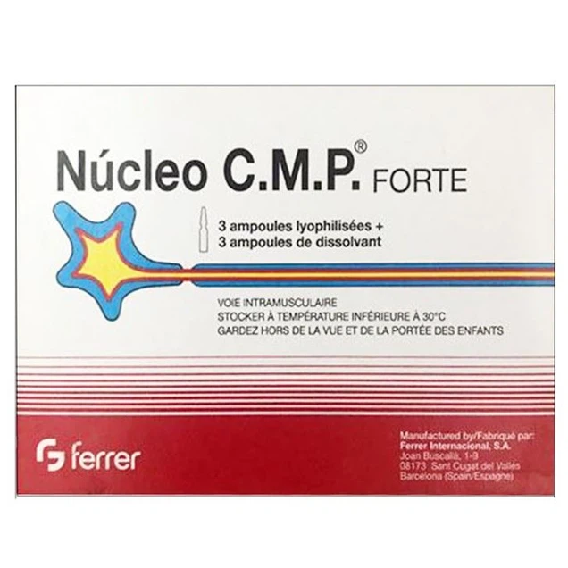 Thuốc tiêm Núcleo C.M.P Forte Ferrer điều trị bệnh về thần kinh ngoại biên (Hộp 3 cặp)