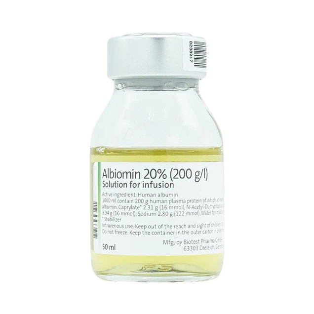 Dịch truyền Albiomin 20% Biotest điều trị sốc giảm thể tích (50ml)