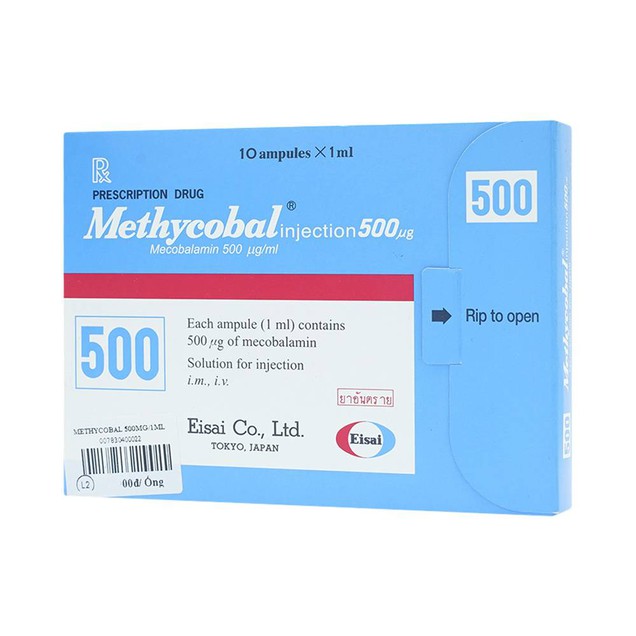 Thuốc Methycobal Injection 500µg Eisai điều trị thiếu máu (10 ống x 1ml)