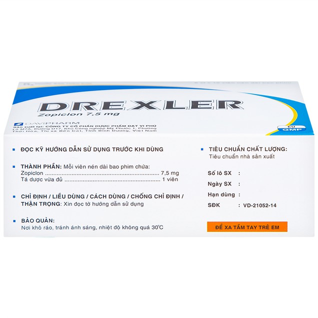 Thuốc Drexler 7.5mg Đạt Vi Phú điều trị rối loạn giấc ngủ bất thường (60 viên)