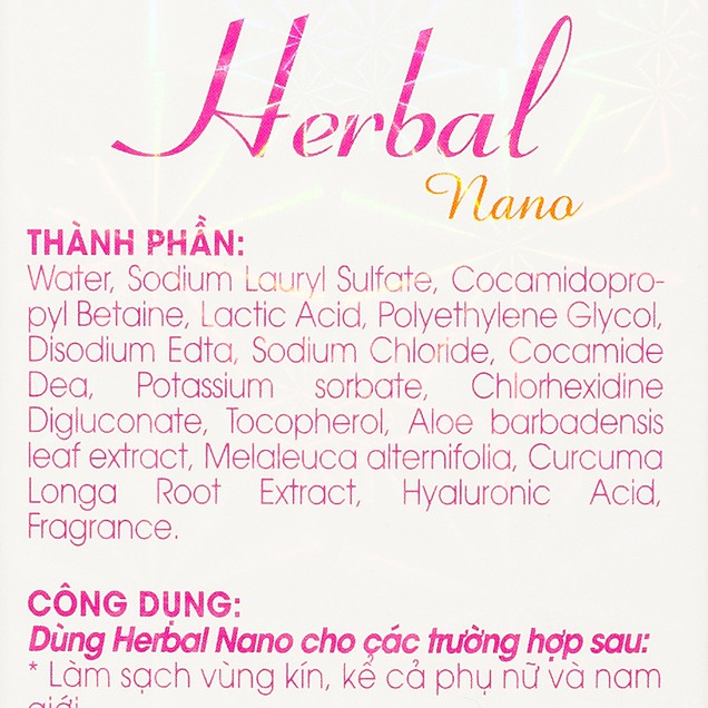 Gel tắm và vệ sinh phụ nữ Herbal Nano Vinapharma giúp vệ sinh vùng kín (105ml)
