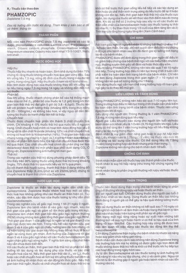 Thuốc Phamzopic 7.5mg Science điều trị rối loạn giấc ngủ (100 viên)