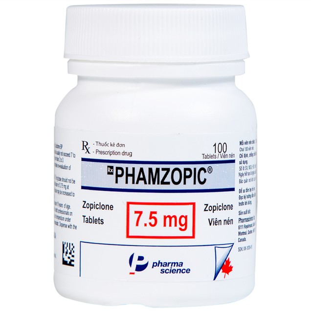 Thuốc Phamzopic 7.5mg Science điều trị rối loạn giấc ngủ (100 viên)