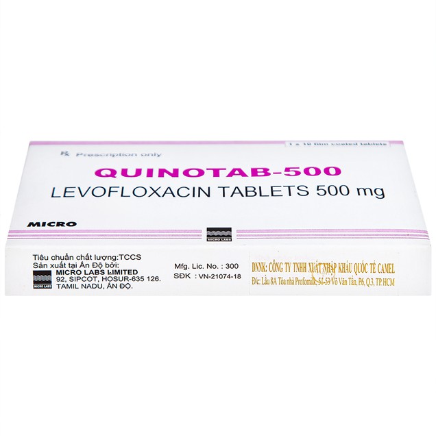 Thuốc Quinotab-500mg Micro điều trị các bệnh nhiễm trùng (10 viên)