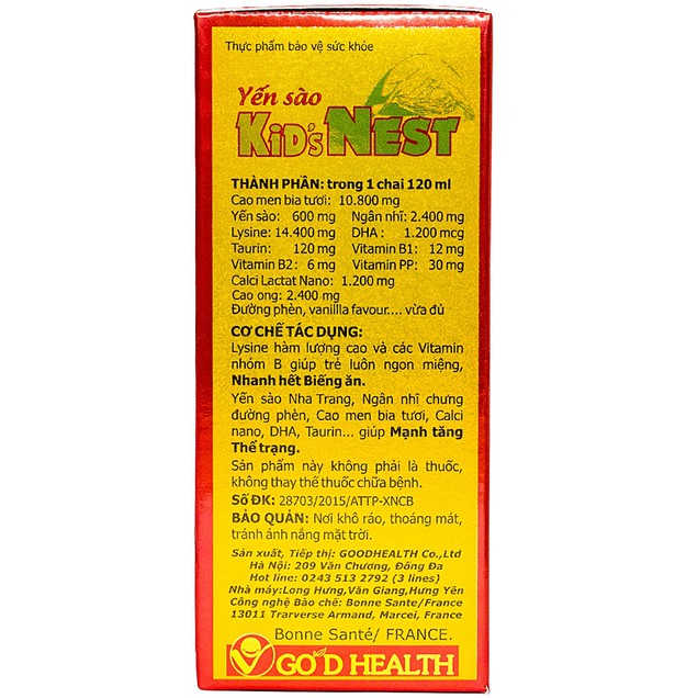 Yến sào Kid'sNest Good Health giảm biếng ăn cho trẻ (120ml)