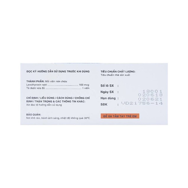 Thuốc L-Tyrox 100mcg Đạt Vi Phú điều trị hội chứng suy giáp (10 vỉ x 10 viên)
