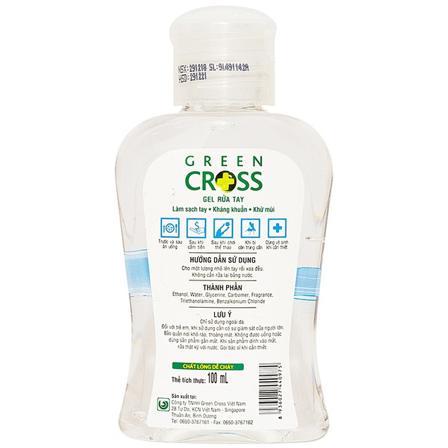 Gel rửa tay khô Green Cross hương tự nhiên diệt khuẩn bám trên tay (100ml)