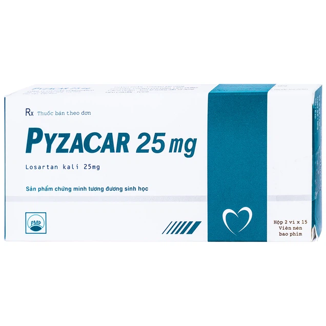 Thuốc Pyzacar 25mg Pymepharco điều trị tăng huyết áp (2 vỉ x 15 viên)