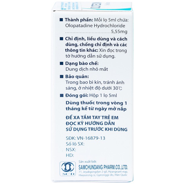 Thuốc nhỏ mắt Olotedin Eye Drops Samchundang Pharm hỗ trợ điều trị viêm kết mạc (5ml)