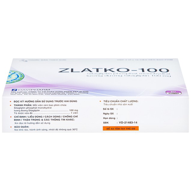 Thuốc Zlatko-100 Đạt Vi Phú điều trị đái tháo đường (3 vỉ x 10 viên)