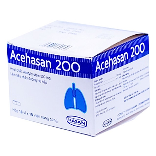 Thuốc Acehasan 200 Hasan tiêu nhầy trong bệnh phế quản phổi (10 vỉ x 10 viên)