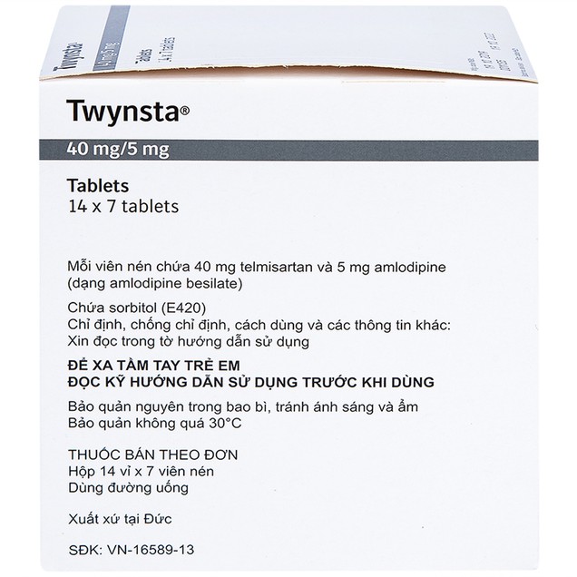 Thuốc Twynsta 40mg/5mg Boehringer điều trị tăng huyết áp vô căn (14 vỉ x 7 viên)