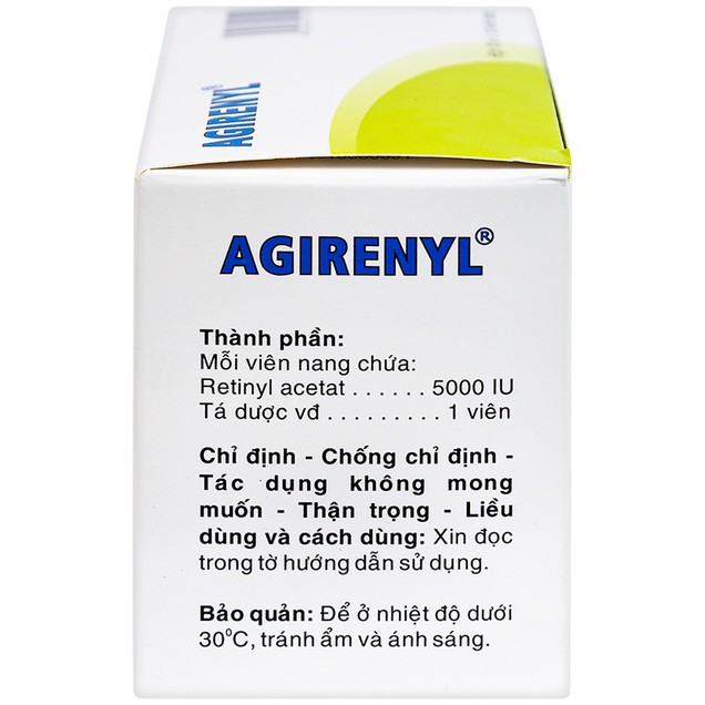 Thuốc Agirenyl 5000IU Agimexpharm bổ sung vitamin A (10 vỉ x 10 viên)