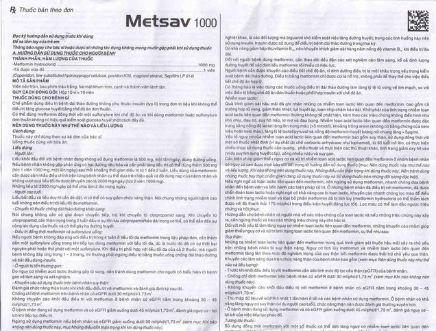 Thuốc Metsav 1000mg Savi điều trị đái tháo đường type 2 (10 vỉ x 10 viên)