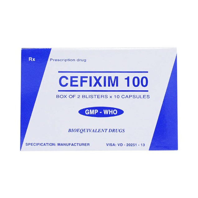Thuốc Cefixim 100mg Tipharco điều trị nhiễm khuẩn, kháng viêm (2 vỉ x 10 viên)